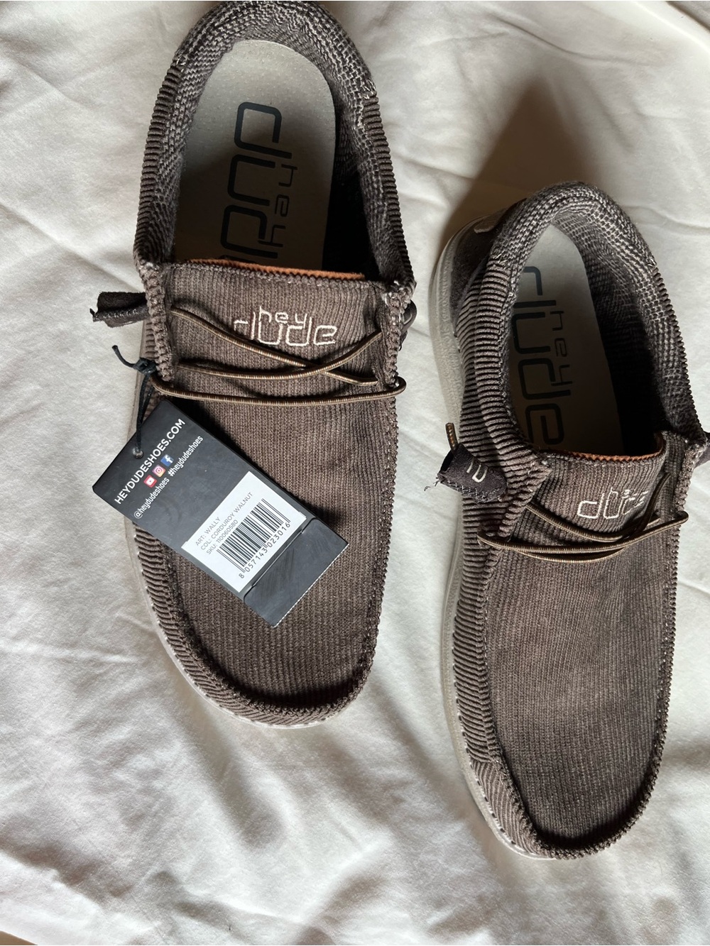 Hey Dude Wally Corduroy Slip-On Shoes - Dark Brown size 10 Men’s